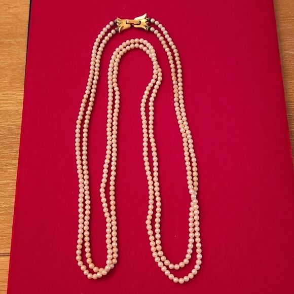 Trifari Vintage Signed Double Strand Genuine Pearl Necklace - Picture 1 of 3